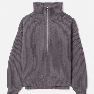 Everlane Half Zip Plum Grey S NWOT